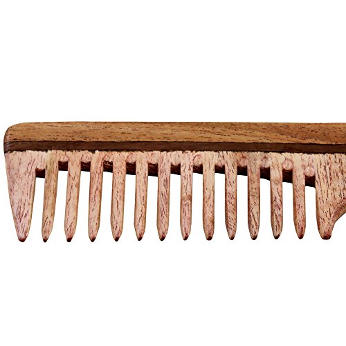 RoyalchRoute drvena češalj za kosu za Detangling - širok češalj zuba sa ručkom - bez statičkog prirodnog drvenog neem češa za žene, muškarce