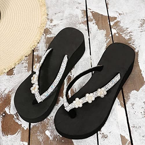 Ženske japanke modni Rhinestone jastuk papuče Clip Toe debela Klinasta papuča ljetne sandale na plaži vanjski