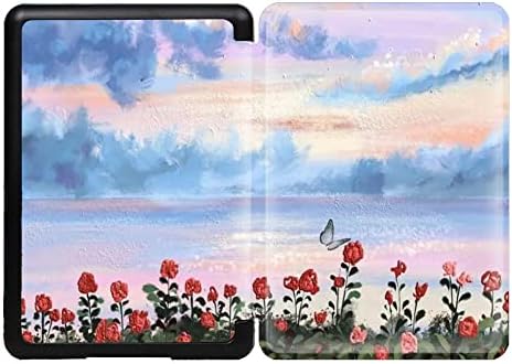 Kindle Oasis obojena kožna futrola, odgovara samo za sve-novi 7 inča Kindle Oasis - romantične crvene ruže i leptire