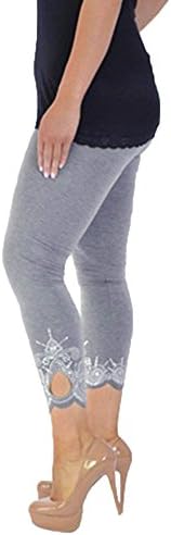 Hlače za žene Grefer Ljeto plus veličine srednje struke čipke radne hlače čvrste fitness sportske