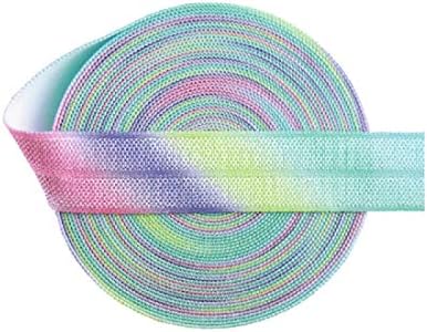 Yalulu 20 metara 5/8 Pastel Rainbow preklopi preko neprijatelja elastične elastičke vrpce tkanina Spandex