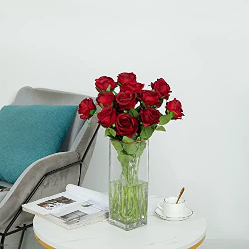 Hawesome 12kom ificial Silk Flowers realistične ruže buket duga stabljika za uređenje doma Vjenčanja Py, visina: