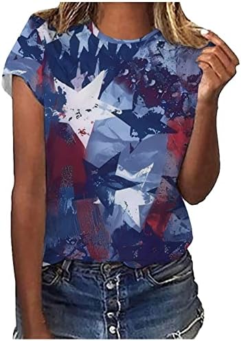 T-Shirt for Womens Fashion 3D štampani kratki rukavi tunika Tops dame patriotska stranka košulje