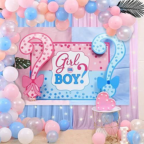 Aofoto 7x5ft dječak ili djevojčica beba otkriva pozadinu ružičaste plave tačke upitnik pozadina Baby Shower