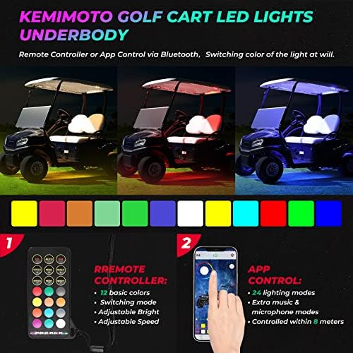 kemimoto 12kom milion boja Golf Cart Underglow LED Light Kit & univerzalni 2-u-1 držač za Golf Cart