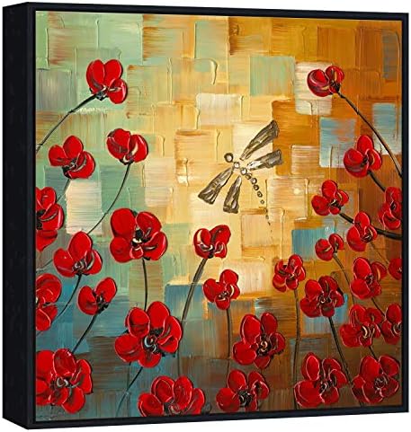 Wieco Art uokvirena Art Dragonfly cvjetne uljane slike na platnu zidna umjetnost za uređenje spavaće sobe