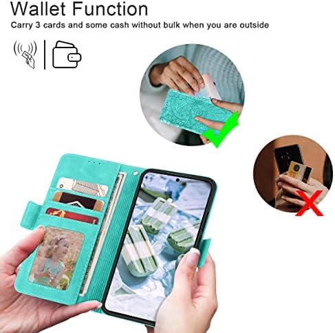 Petocase za novčanik Samsung Galaxy S22, reljefna Mandala Floral Leather Folio Flip ručni zglob otporan