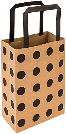 Spremanje prirode Kraft papir velika torba za kupovinu - Crna Polka Dot-16 x 9 3/4 x 17 1/4 - 100 count box-Restaurantware