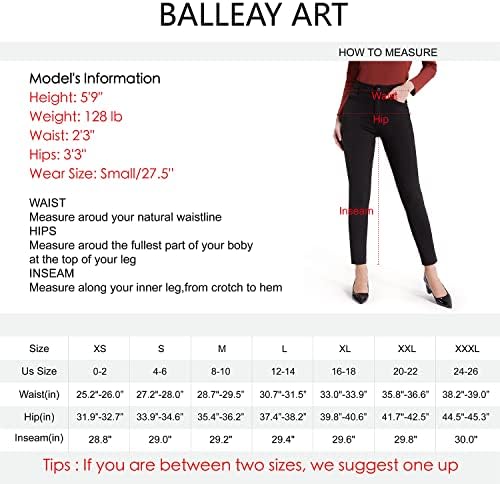BallAy Art Sloke za ženske ured Stretch casual pantalone mršave noge sa 4 džepova Slacks Office Hlače