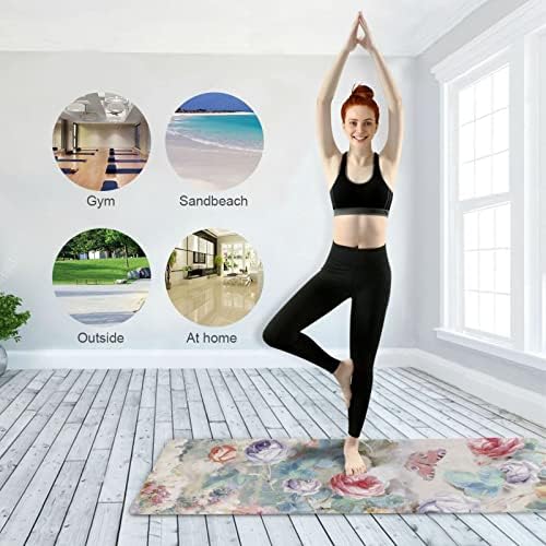 Goodold Rose Peony Paisley prostirka za jogu, 71 x 26 inča neklizajuće prostirke za jogu sklopiva prostirka