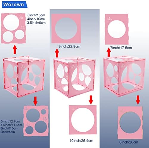 Woown 11 rupa sklopiva ružičasta plastična kutija za Sizer balona, kocka za Sizer balona, alati