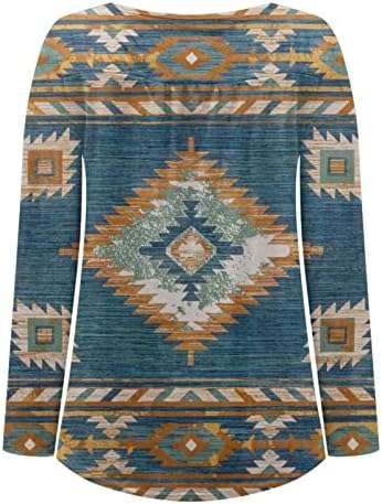 Ženske Zapadne Aztečke tunike sa geometrijskim printom, Vintage etnički stil duge rukave majice proljeće