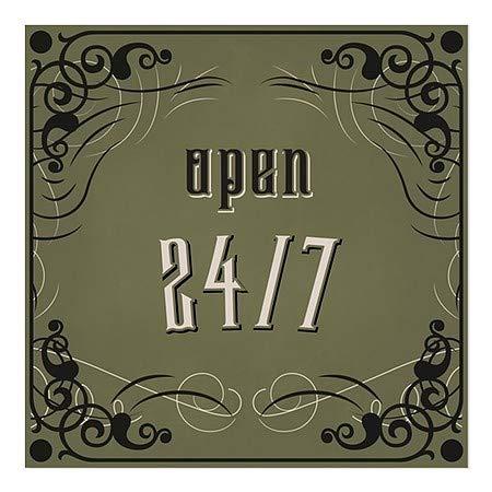 CGsignLab | Otvoren 24/7 -Victorian gotic prozor Cling | 24 x24