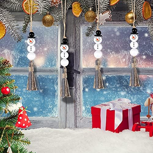 Snowman Bead Garland Božićni ukrasi Xmas drvena seoska kuća rustikalna viseća perla pletene perle za božićnu