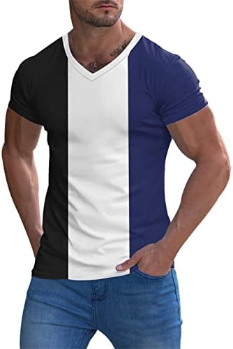 Beuu Muške majice s kratkim rukavima V izrez, ljetni blok za patchwork Slim Fit Sports Tee vrhova lagana