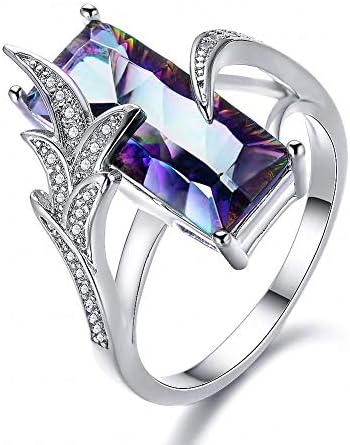 Aunyamanee nakit luksuzna Rainbow Mystic Topaz CZ prsten 925 Srebrna ženska vjenčana traka veličine 6-10