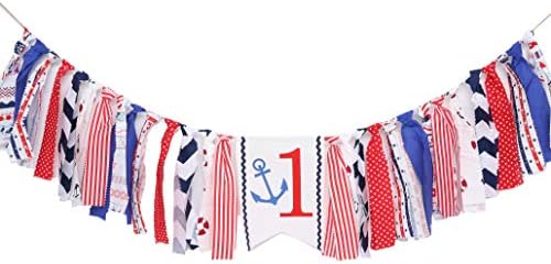 1st rođendan Banner za Baby-Party ukras za Marine temu，Sidro, okean, mornar, Highchair Banner-najbolji