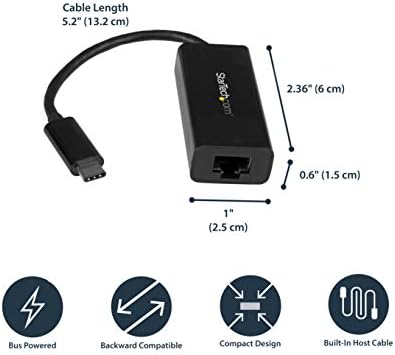 Starch.com USB-C do Gigabit Ethernet adaptera - crna - Thunderbolt 3 Kompatibilni - Windows & Mac - RJ45 LAN