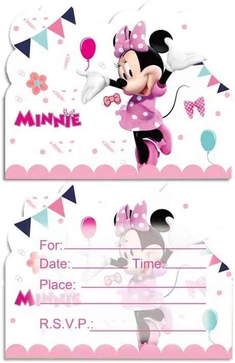 Hacbyuty 20pcs Minnie Mouse Rođendan Poziv na pozive Minnie Mickey Mouse Rođendanska zabava Dekoracija