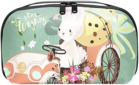 CuteBunnyRabbitHareDrivingVintagestockvector torba za šminkanje s patentnim zatvaračem torbica putni