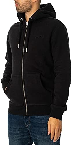 SuperDrija muški organski pamučni vintage logo vezeni zip hoodie, tanki fit