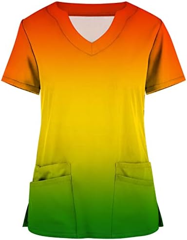 2023 kratki rukav Vneck grafički cvjetni Tie Dye uredski piling uniforma Top Tshirt za žene Top jesen ljeto