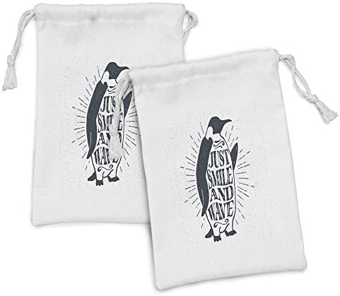 Ambesonne Inspirational tkanina Set od 2, vintage umjetnička djela Car pingvin samo osmjeh i valovima ispis,