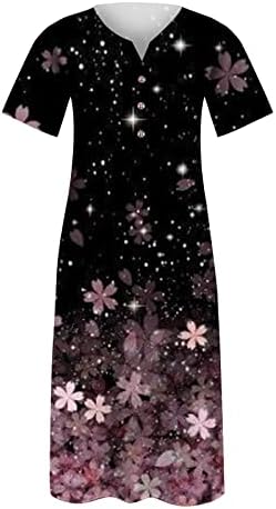 Ljetne Maxi haljine za žene 2023 v dugmad na vratu sarafani kratki rukavi cvjetne haljine haljina na