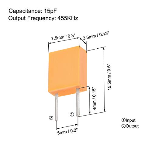 Uxcell keramički rezonator kristalni oscilator 455KHz 2 igle DIP, narandžasta 20 komada