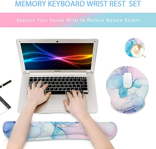 Memory Foam ergonomska tastatura podloga za oslonac za zglobove i miš za oslonac za zglobove set podloga za miš za kancelarijske igre lako kucanje-plavi mermer