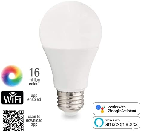 Maxxima Smart WiFi sijalica, LED promjena boje A19 Luvoni sijalica, kompatibilna sa Alexa i Google Home Assistantom,