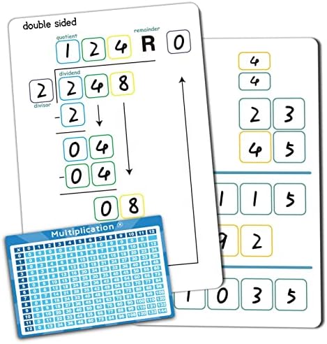 Set bijele ploče za vježbu množenja i dijeljenja suhog brisanja, 8 x 12 2-cifrene matematičke
