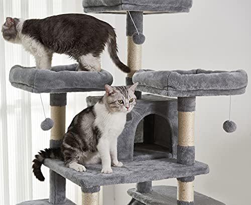 Mačje Drvo, 67 inča toranj za mačke na više nivoa, zid mačjeg drveta sa stubovima za grebanje prekrivenim