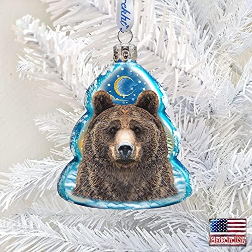 Ručni stakleni Ornament sa medvjeđim licem - 771056 Umjetnost divljih životinja G. DeBrekht - Designocracy