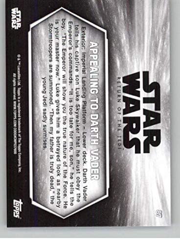 2020 TOPPS Star Wars Povratak jednog crno-bijelog Sepia 87 Apeliti na Darth Vader Službena trgovačka kartica