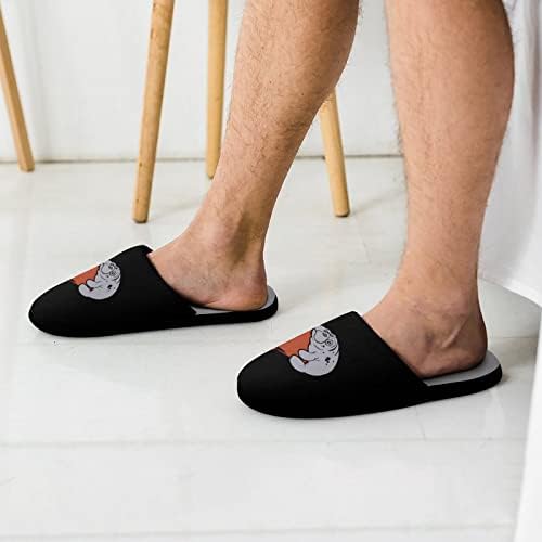 Manatee Heart muške kućne flanelske papuče sa štampanom memorijskom pjenom unutrašnje cipele