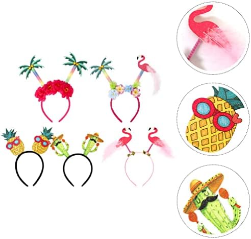 ABOOFAN 5kom Tropske trake za glavu Flamingo Head Boppers Palma pokrivala za glavu ananas trake za kosu