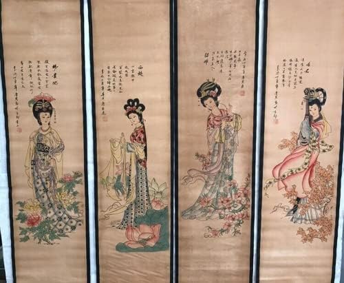 XIALON 4kom / Set Kina Scroll Painting screen painting Middle Hall viseći painting Decor