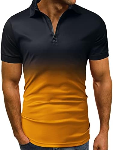 FVOWOH Polo majice za muškarce bijele majice Gradient Print Top Shirt Casual bluza rever zip pulover