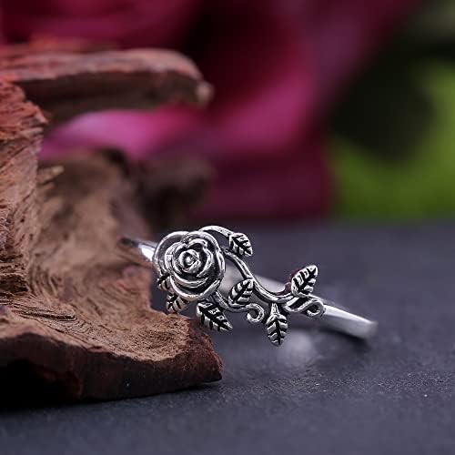 Šareni Blingtiny srebrni prsten od cvijeta ruže, prstenovi za slaganje za žene mali Dainty 925 posrebreni