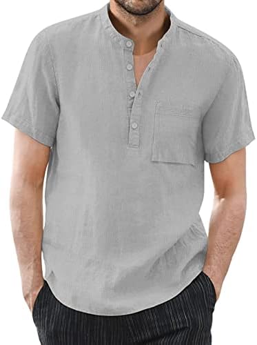 Duga Retro t čvrsta bluza muške vrećaste pamučne džepne košulje Blend Tops rukav Muška bluza muške majice