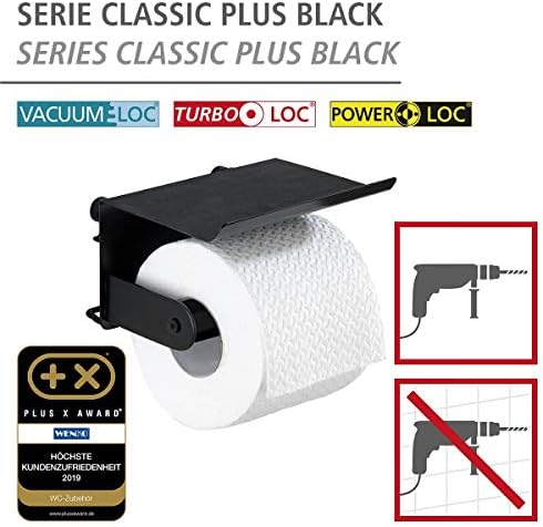 Wenko Classic Plus 23885100 Držač za toalet sa policom i zaštitom od hrđe čelik 14 x 10 x 14 cm crni