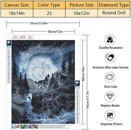 Wolf Picture DIY 5D Dijamantni komplet za slikanje za odrasle dječje mjesec puni bušilica