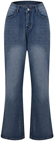Minche ženske bljeskalice zvona dno jeans hlače retro široke pantalone traperice za noge ravno-noga oprane