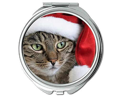 Ogledalo, kompaktno ogledalo,Mačić Santa šešir božićno mačje ogledalo za muškarce / žene, 1 X
