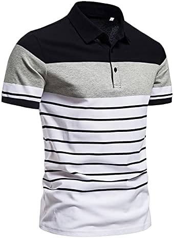 Polo majica za muške mišićne teniske majice Slim Fit Striped Colorblock Golf majica kratkih rukava casual rastezljev