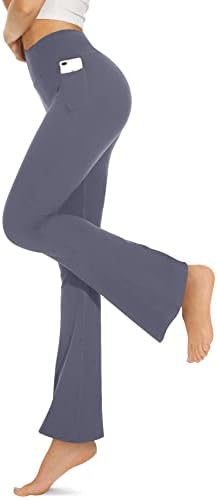 Esoft ženske crne joge hlače s džepovima, visoko struk crossover bootcut gamaše