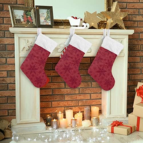 Alaza Božićne čarape Božićne crvene pahulje uzorak klasik personalizirani veliki ukrasi za čarape za obiteljski