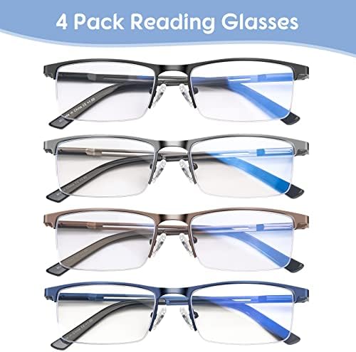 Konhago Plavo svjetlo za čitanje za čitanje muškaraca, napola metalni čitači proljeće šarke naočale