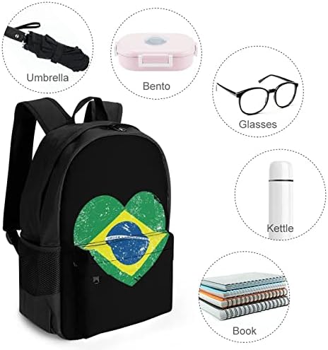 Brazil Retro Heart Shaped Flag putni ruksak estetski koledž Bookbag klasični Daypacks Radna torba za rame za